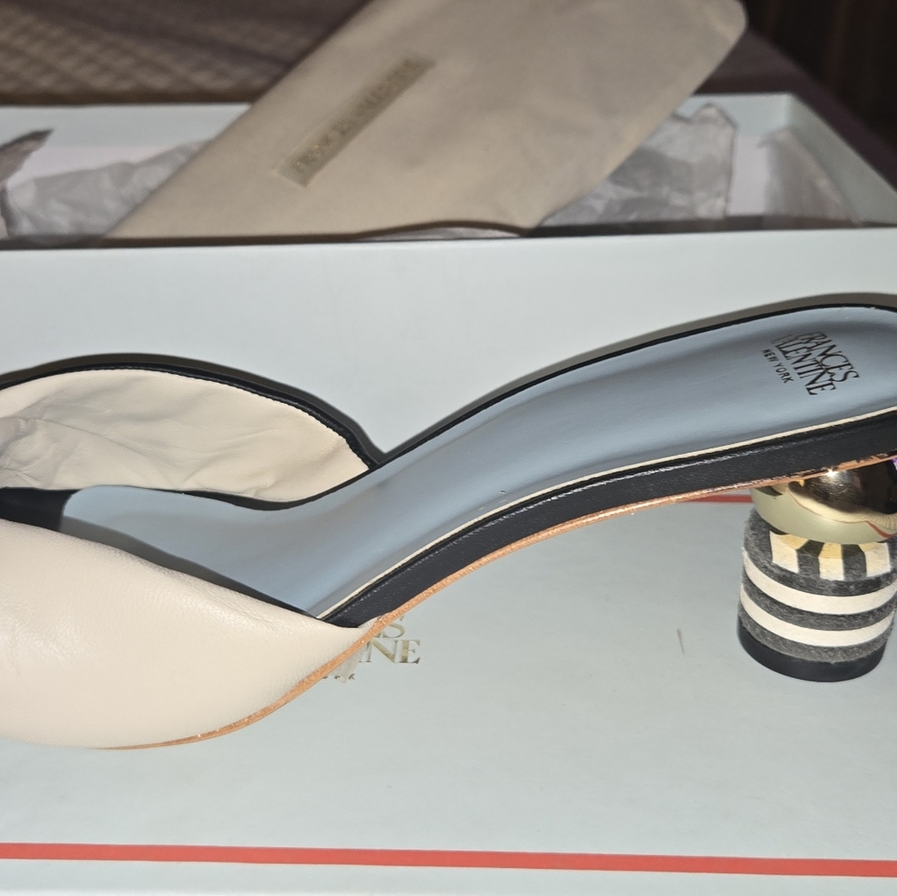 Farah Twist Kickball Heel. Slide. Nappa Black Oyster by Frances Valentine.